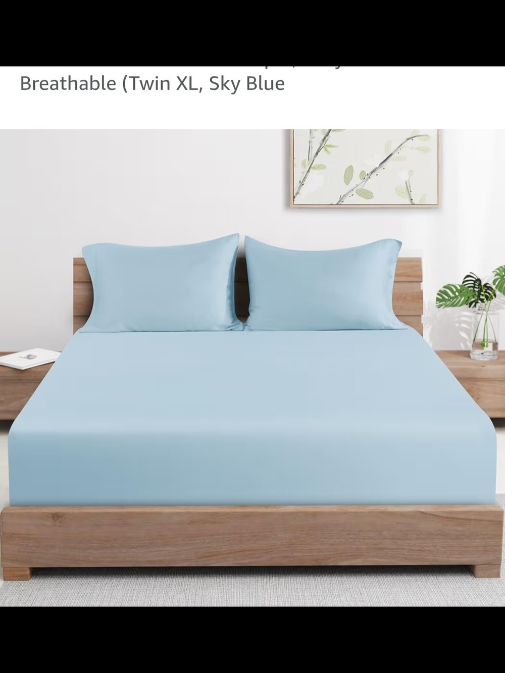 Sky Blue Breathable Bed Sheet Set - 3 Piece Twin Set